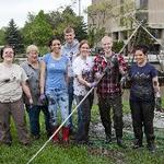 students excavating